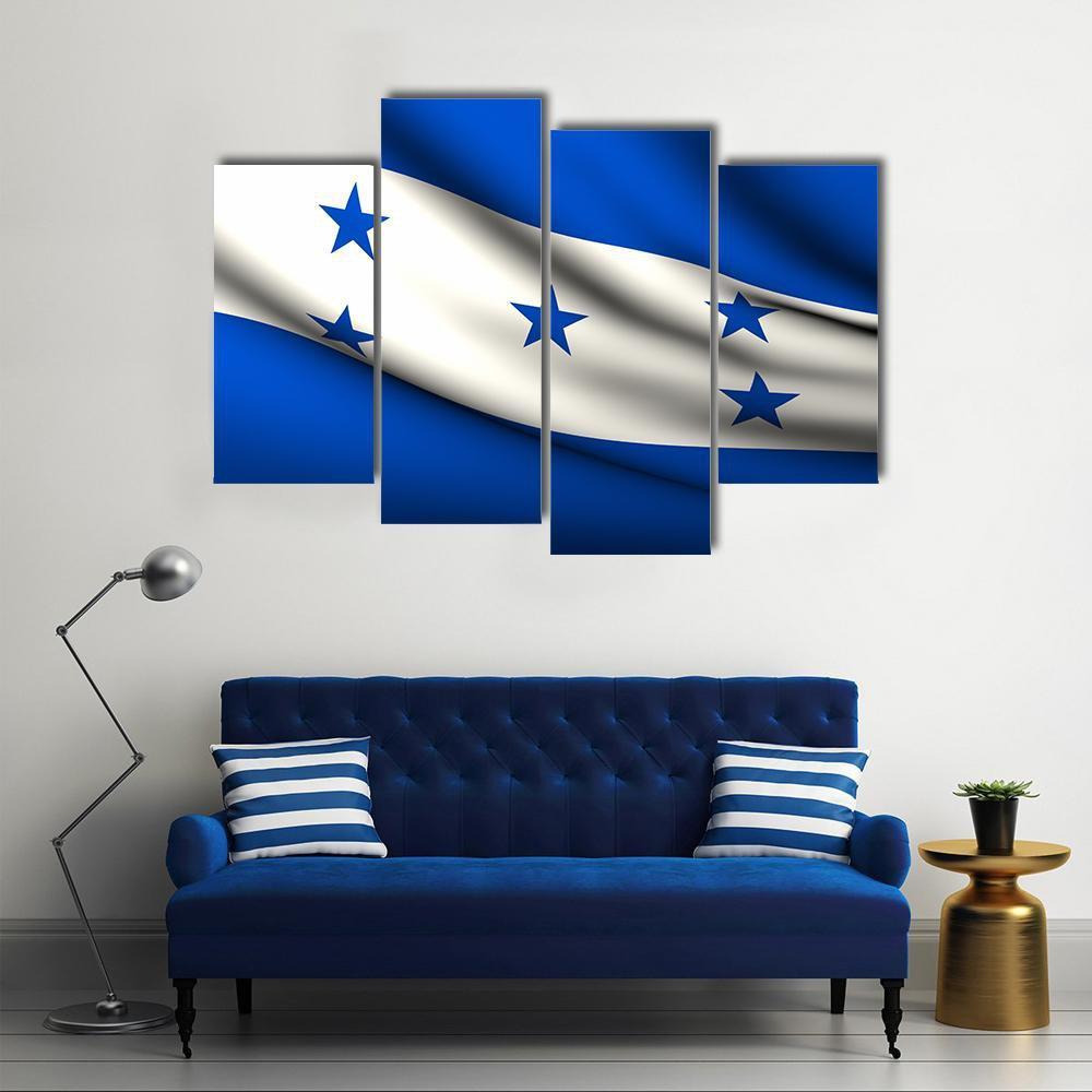 Waving Honduras Flag Canvas Wall Art-4 Pop-Gallery Wrap-50" x 32"-Tiaracle