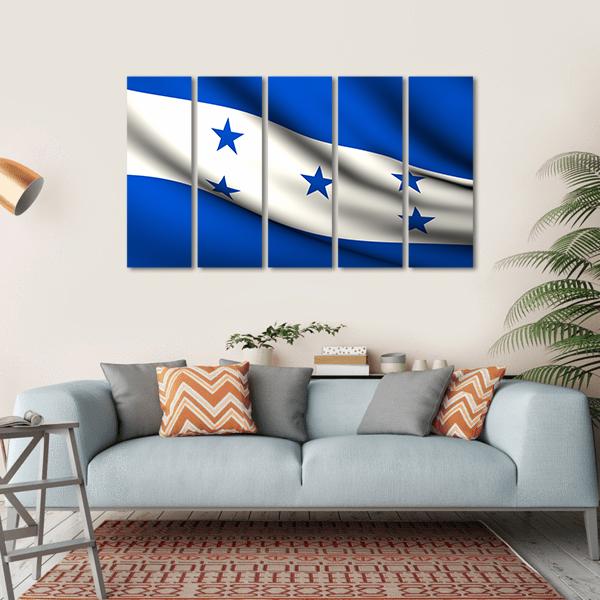 Waving Honduras Flag Canvas Wall Art-5 Horizontal-Gallery Wrap-22" x 12"-Tiaracle