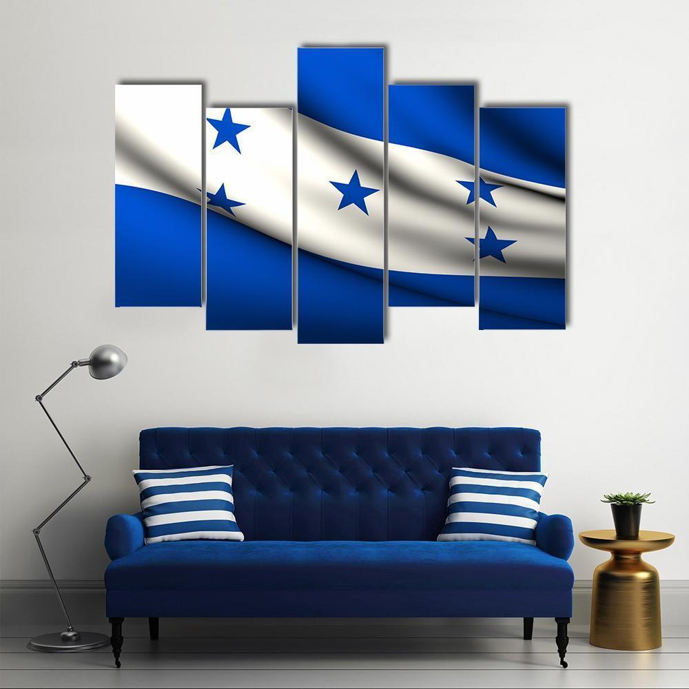 Waving Honduras Flag Canvas Wall Art-5 Pop-Gallery Wrap-47" x 32"-Tiaracle