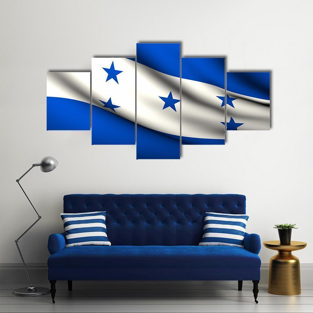 Waving Honduras Flag Canvas Wall Art-3 Horizontal-Gallery Wrap-37" x 24"-Tiaracle