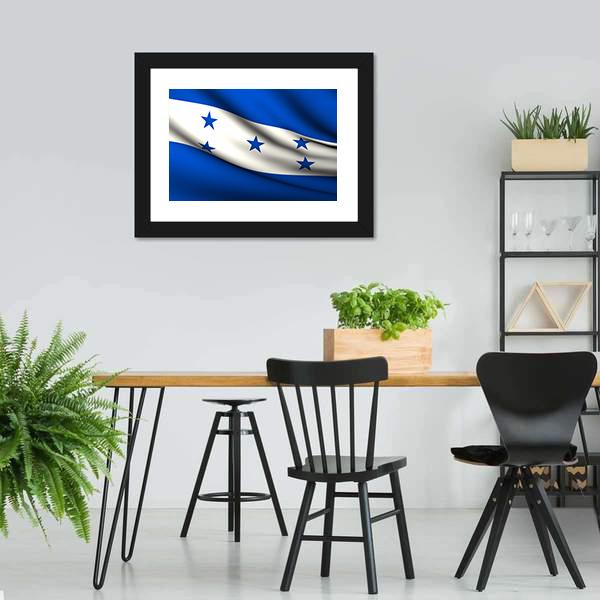 Waving Honduras Flag Canvas Wall Art-3 Horizontal-Gallery Wrap-25" x 16"-Tiaracle