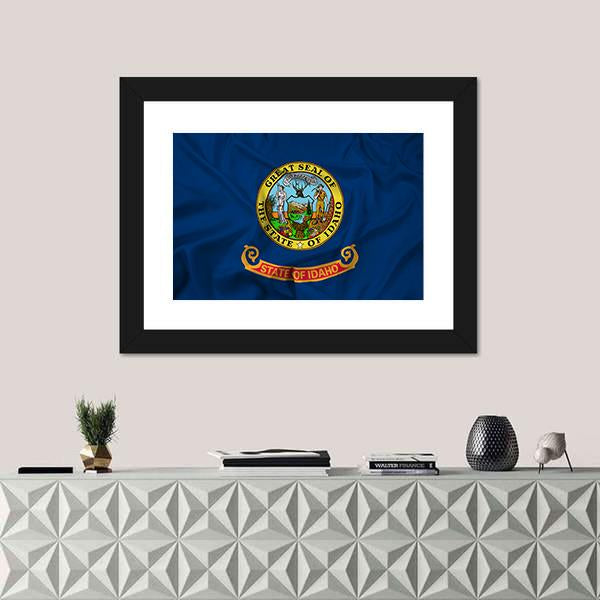 Waving Idaho State Flag Canvas Wall Art-1 Piece-Framed Print-20" x 16"-Tiaracle