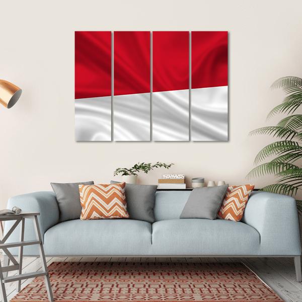 Waving Indonesia Flag Canvas Wall Art-4 Horizontal-Gallery Wrap-34" x 24"-Tiaracle