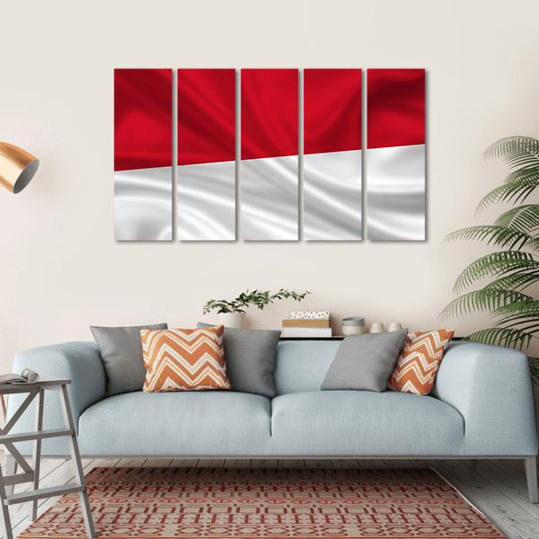Waving Indonesia Flag Canvas Wall Art-5 Horizontal-Gallery Wrap-22" x 12"-Tiaracle
