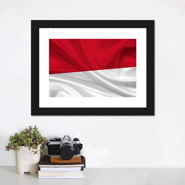 Waving Indonesia Flag Canvas Wall Art-1 Piece-Framed Print-20" x 16"-Tiaracle