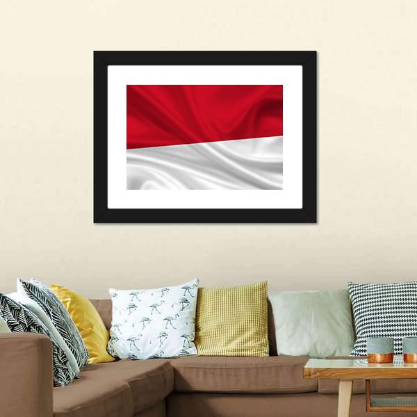 Waving Indonesia Flag Canvas Wall Art-3 Horizontal-Gallery Wrap-25" x 16"-Tiaracle
