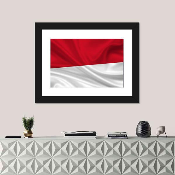 Waving Indonesia Flag Panoramic Canvas Wall Art-1 Piece-36" x 12"-Tiaracle