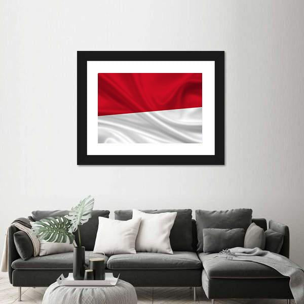 Waving Indonesia Flag Panoramic Canvas Wall Art-1 Piece-36" x 12"-Tiaracle