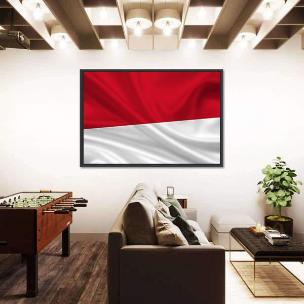 Waving Indonesia Flag Panoramic Canvas Wall Art-1 Piece-36" x 12"-Tiaracle