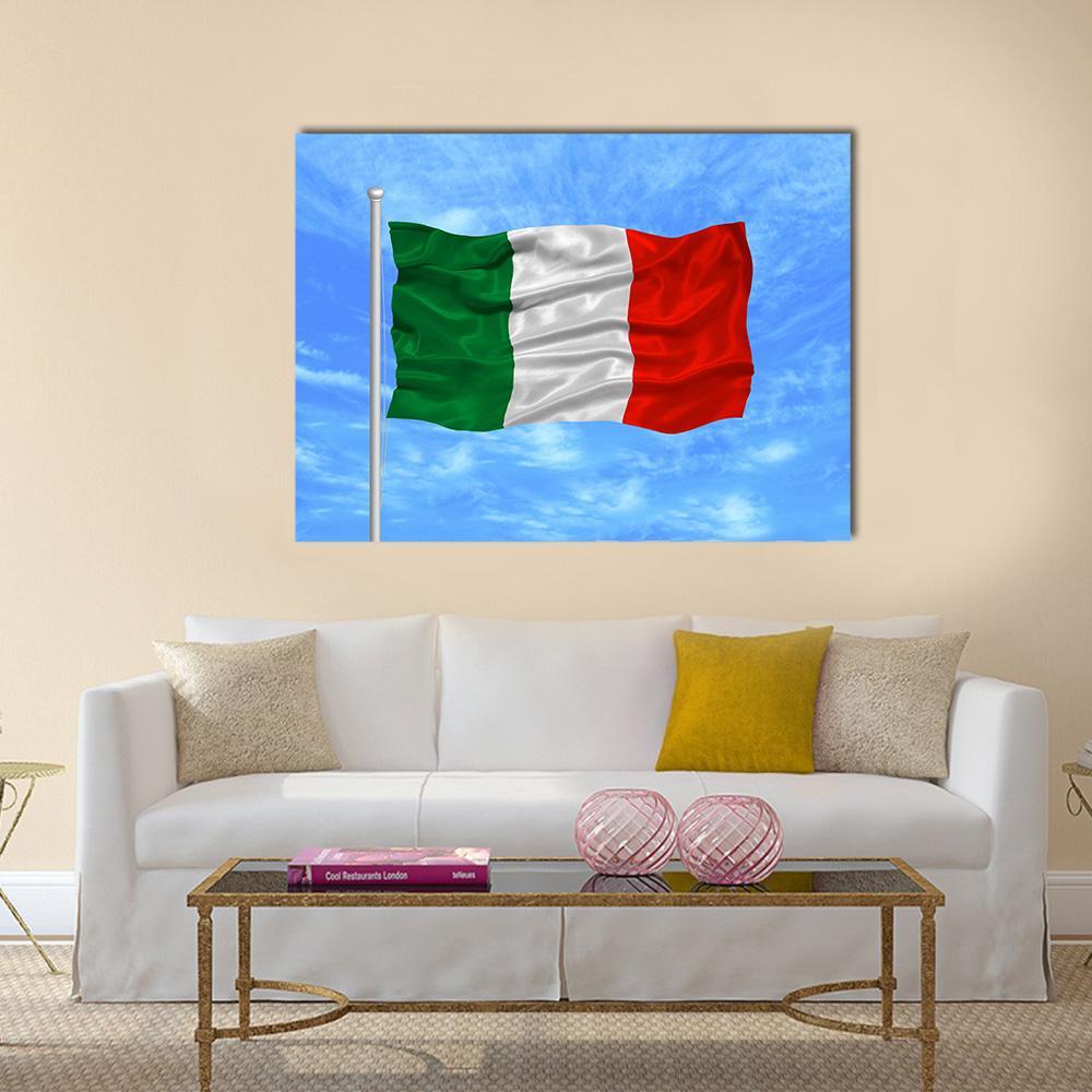 Waving Italian Flag Canvas Wall Art-4 Horizontal-Gallery Wrap-34" x 24"-Tiaracle