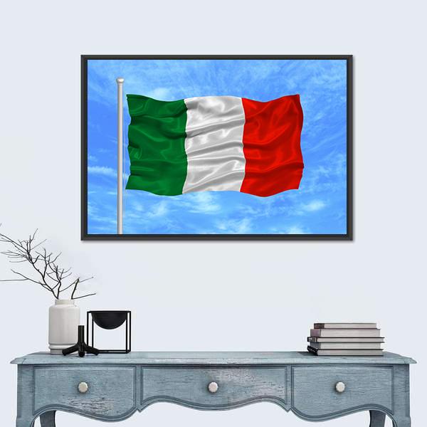 Waving Italian Flag Canvas Wall Art-1 Piece-Floating Frame-24" x 16"-Tiaracle