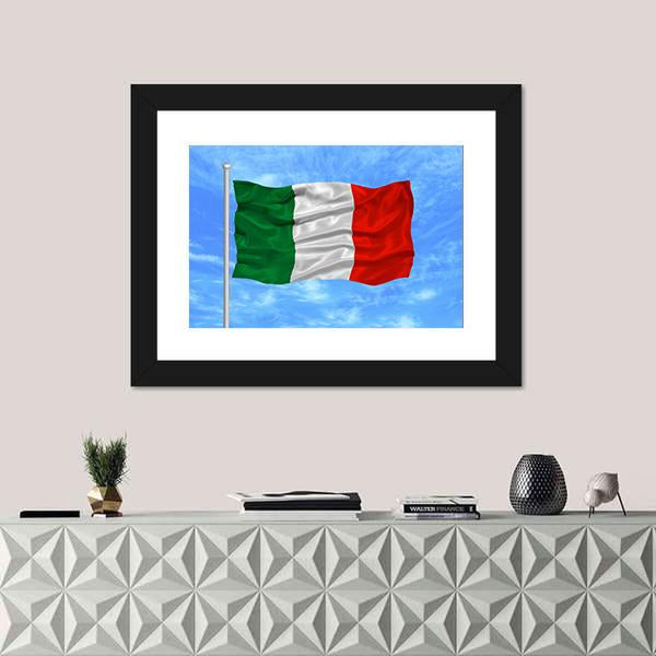 Waving Italian Flag Canvas Wall Art-1 Piece-Framed Print-20" x 16"-Tiaracle