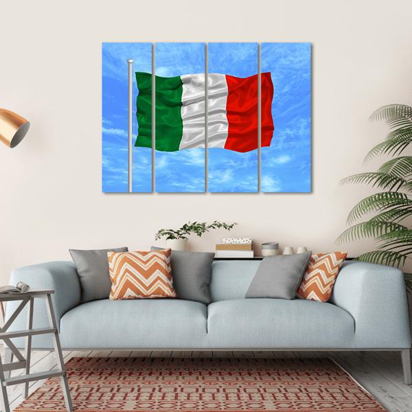 Waving Italian Flag Canvas Wall Art-4 Horizontal-Gallery Wrap-34" x 24"-Tiaracle