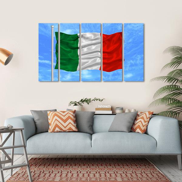 Waving Italian Flag Canvas Wall Art-5 Horizontal-Gallery Wrap-22" x 12"-Tiaracle