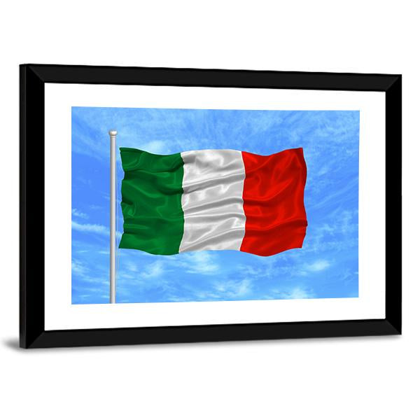 Waving Italian Flag Canvas Wall Art-5 Horizontal-Gallery Wrap-22" x 12"-Tiaracle