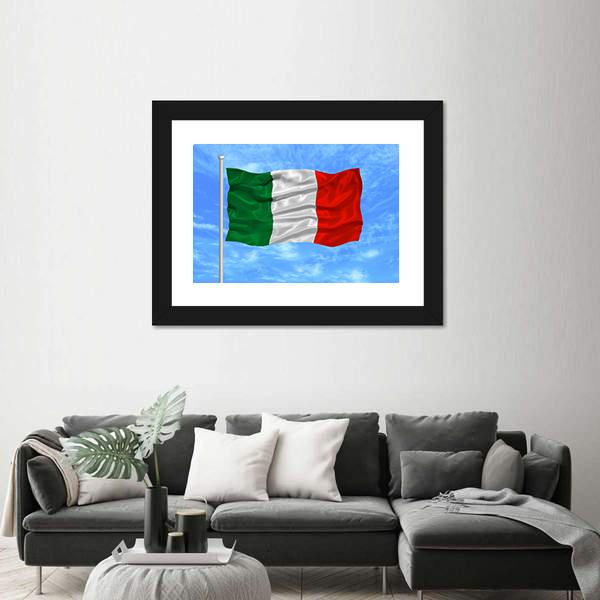 Waving Italian Flag Panoramic Canvas Wall Art-1 Piece-36" x 12"-Tiaracle