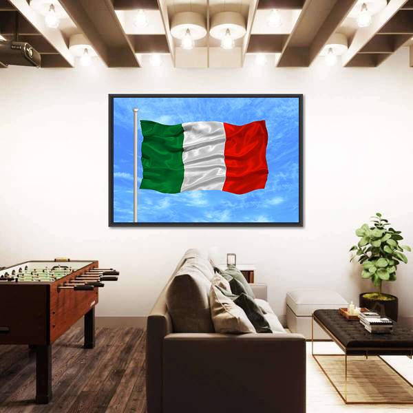 Waving Italian Flag Panoramic Canvas Wall Art-1 Piece-36" x 12"-Tiaracle
