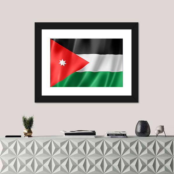 Waving Jordan Flag Canvas Wall Art-1 Piece-Framed Print-20" x 16"-Tiaracle