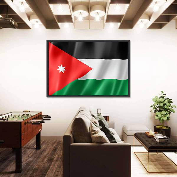 Waving Jordan Flag Canvas Wall Art-5 Horizontal-Gallery Wrap-22" x 12"-Tiaracle