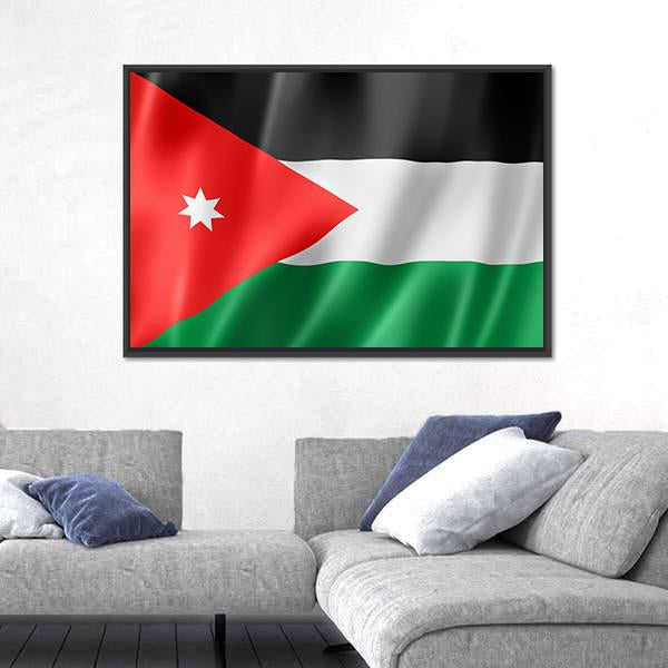 Waving Jordan Flag Canvas Wall Art-5 Horizontal-Gallery Wrap-22" x 12"-Tiaracle