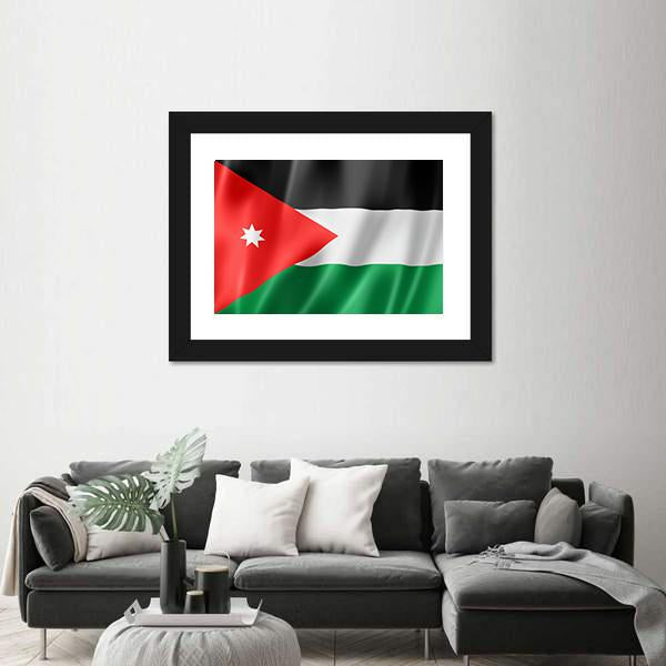 Waving Jordan Flag Canvas Wall Art-3 Horizontal-Gallery Wrap-25" x 16"-Tiaracle