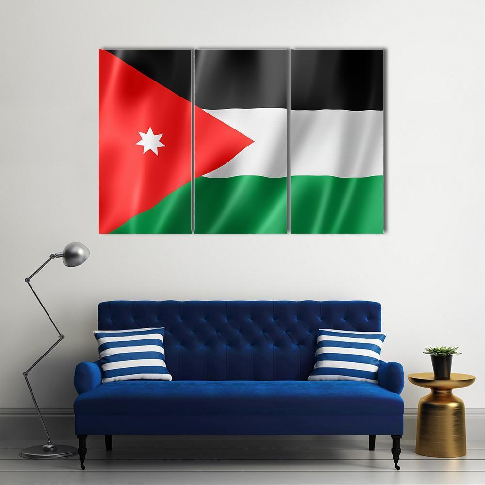 Waving Jordan Flag Canvas Wall Art-3 Horizontal-Gallery Wrap-37" x 24"-Tiaracle