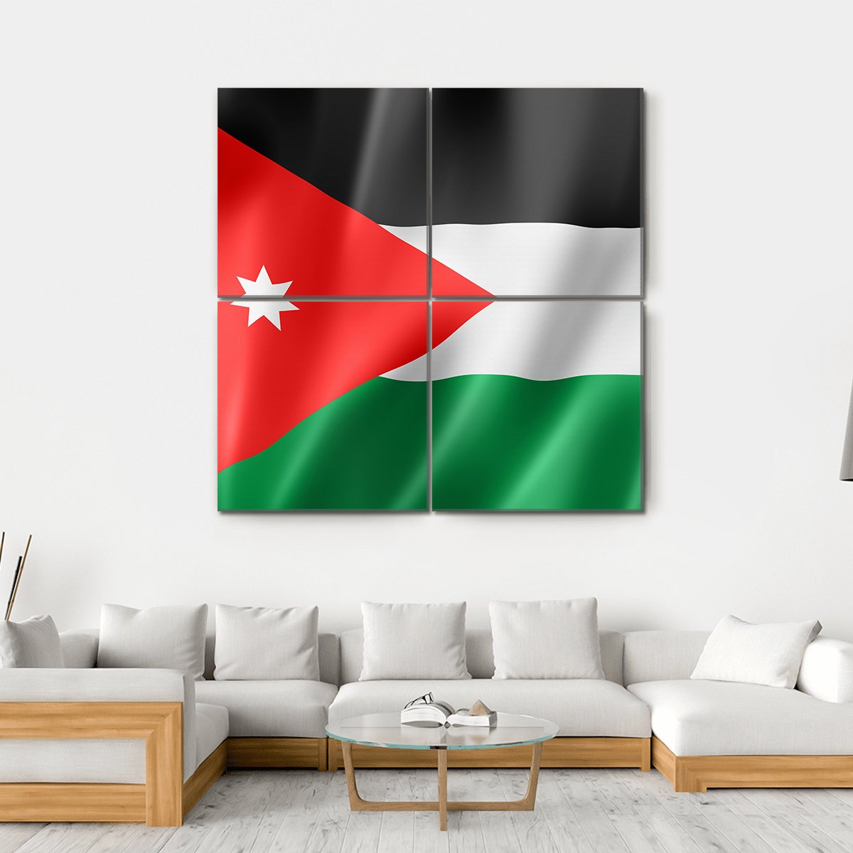Waving Jordan Flag Canvas Wall Art-4 Square-Gallery Wrap-17" x 17"-Tiaracle