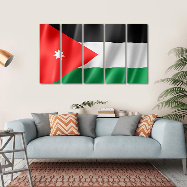 Waving Jordan Flag Canvas Wall Art-5 Horizontal-Gallery Wrap-22" x 12"-Tiaracle