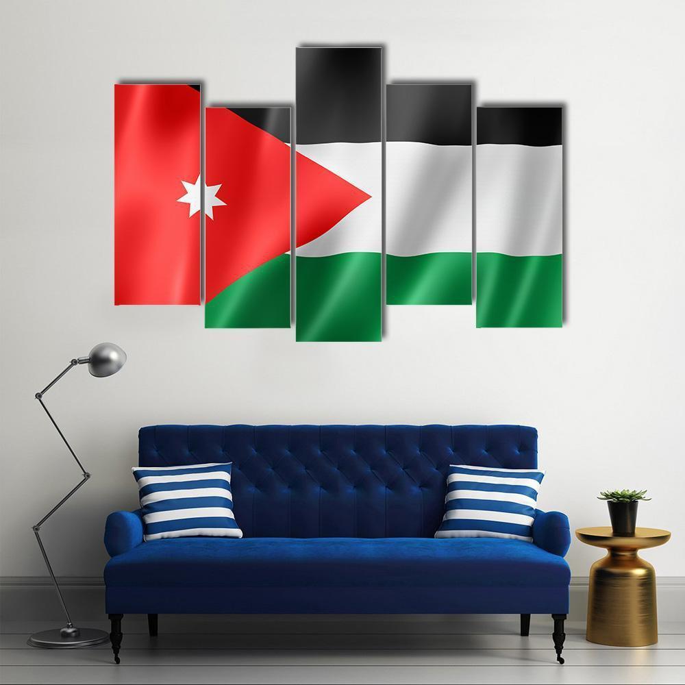 Waving Jordan Flag Canvas Wall Art-5 Pop-Gallery Wrap-47" x 32"-Tiaracle