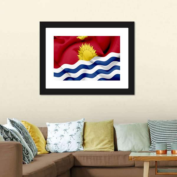 Waving Kiribati Flag Canvas Wall Art-3 Horizontal-Gallery Wrap-25" x 16"-Tiaracle