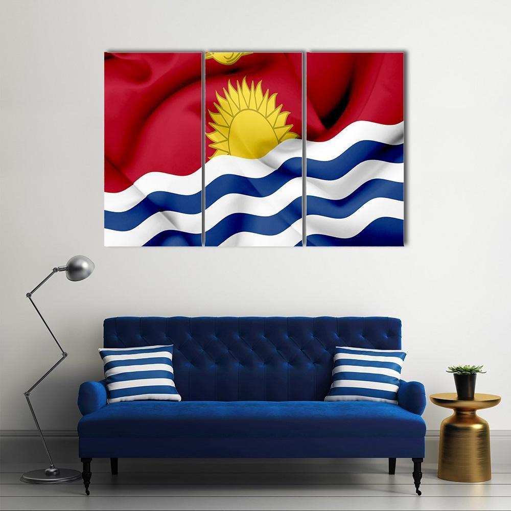 Waving Kiribati Flag Canvas Wall Art-3 Horizontal-Gallery Wrap-37" x 24"-Tiaracle