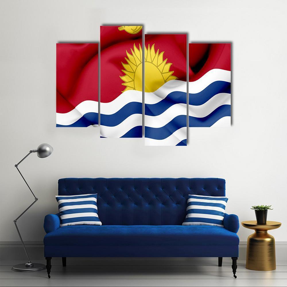 Waving Kiribati Flag Canvas Wall Art-4 Pop-Gallery Wrap-50" x 32"-Tiaracle