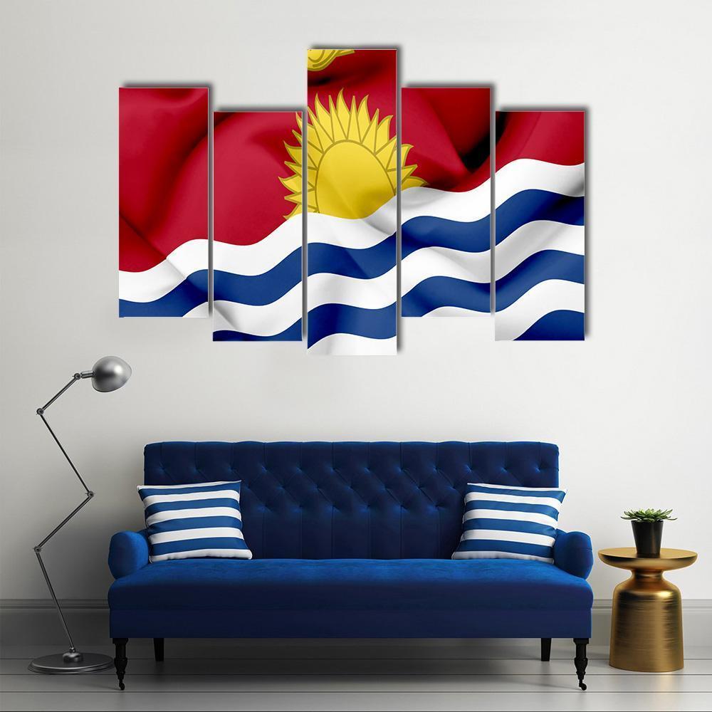 Waving Kiribati Flag Canvas Wall Art-5 Pop-Gallery Wrap-47" x 32"-Tiaracle