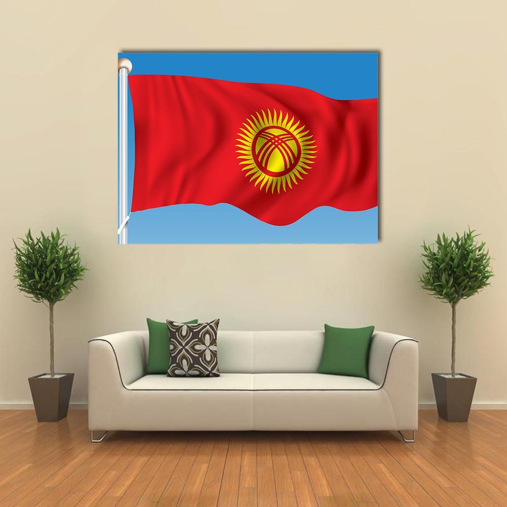 Waving Kyrgyzstan Flag Canvas Wall Art-1 Piece-Gallery Wrap-36" x 24"-Tiaracle