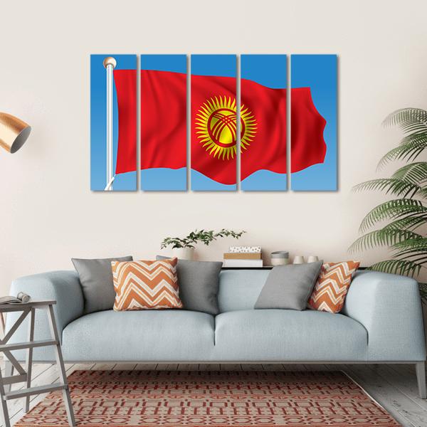 Waving Kyrgyzstan Flag Canvas Wall Art-5 Horizontal-Gallery Wrap-22" x 12"-Tiaracle