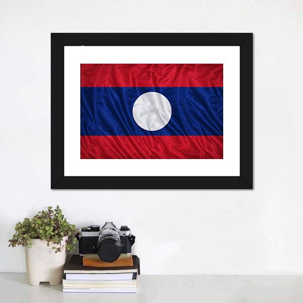Waving Laos Flag Canvas Wall Art-1 Piece-Framed Print-20" x 16"-Tiaracle