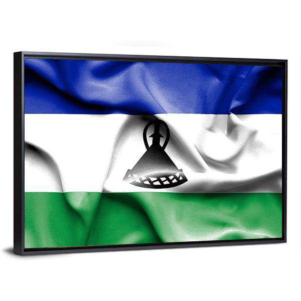 Waving Lesotho Flag Canvas Wall Art-3 Horizontal-Gallery Wrap-25" x 16"-Tiaracle