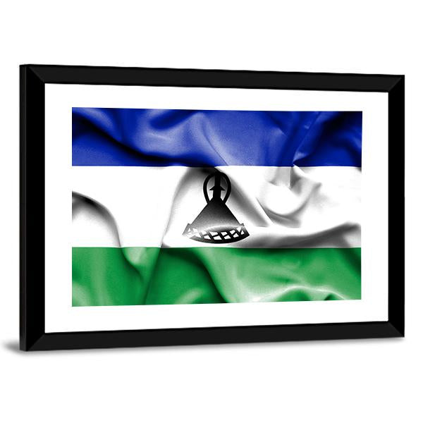 Waving Lesotho Flag Canvas Wall Art-3 Horizontal-Gallery Wrap-25" x 16"-Tiaracle