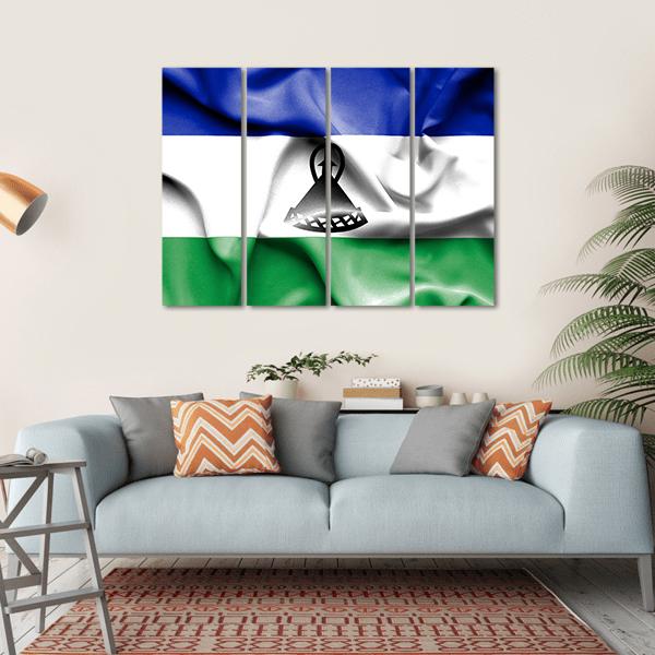 Waving Lesotho Flag Canvas Wall Art-4 Horizontal-Gallery Wrap-34" x 24"-Tiaracle