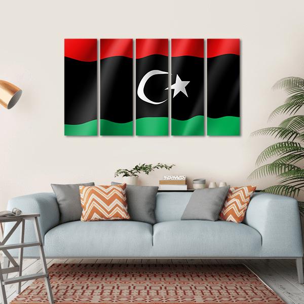 Waving Libya Flag Canvas Wall Art-5 Horizontal-Gallery Wrap-22" x 12"-Tiaracle
