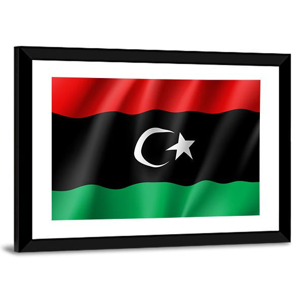 Waving Libya Flag Vertical Canvas Wall Art-3 Vertical-Gallery Wrap-12" x 25"-Tiaracle