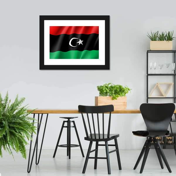 Waving Libya Flag Vertical Canvas Wall Art-3 Vertical-Gallery Wrap-12" x 25"-Tiaracle