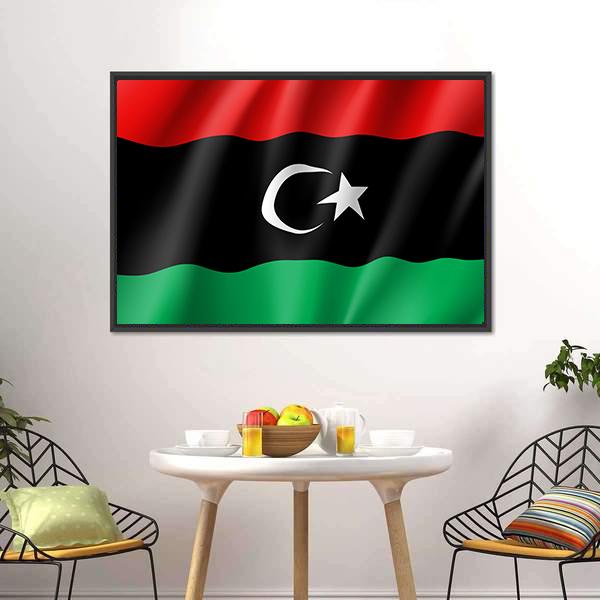 Waving Libya Flag Vertical Canvas Wall Art-3 Vertical-Gallery Wrap-12" x 25"-Tiaracle