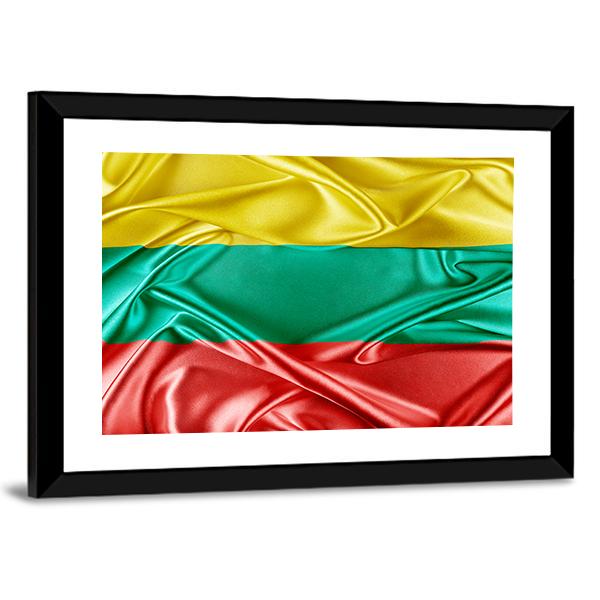 Waving Lithuania Flag Panoramic Canvas Wall Art-1 Piece-36" x 12"-Tiaracle
