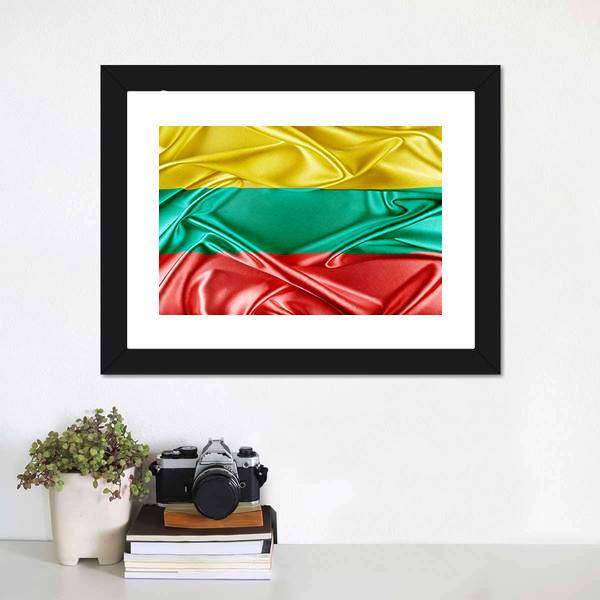 Waving Lithuania Flag Panoramic Canvas Wall Art-1 Piece-36" x 12"-Tiaracle