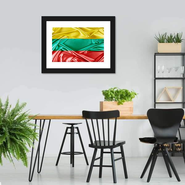 Waving Lithuania Flag Panoramic Canvas Wall Art-1 Piece-36" x 12"-Tiaracle