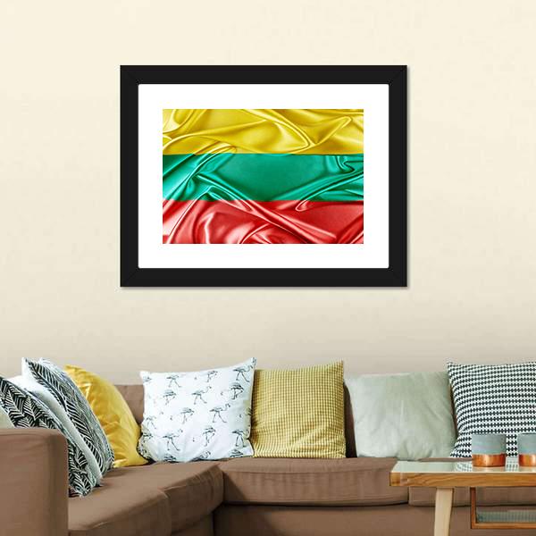 Waving Lithuania Flag Panoramic Canvas Wall Art-1 Piece-36" x 12"-Tiaracle