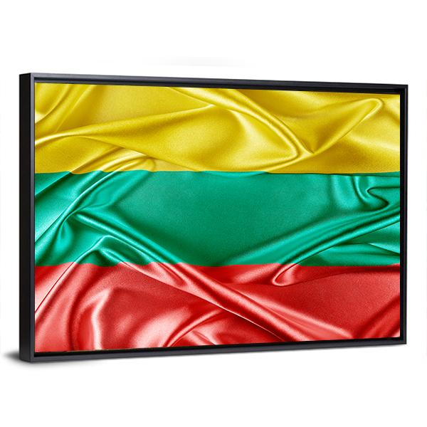 Waving Lithuania Flag Panoramic Canvas Wall Art-1 Piece-36" x 12"-Tiaracle