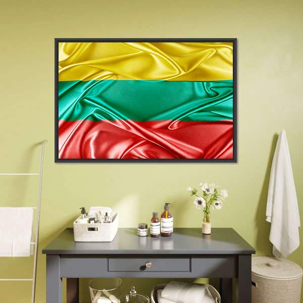 Waving Lithuania Flag Panoramic Canvas Wall Art-1 Piece-36" x 12"-Tiaracle