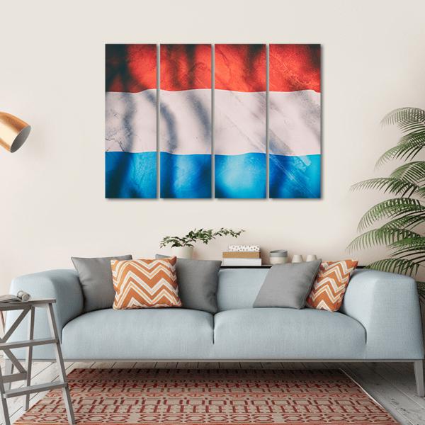 Waving Luxembourg Flag Canvas Wall Art-4 Horizontal-Gallery Wrap-34" x 24"-Tiaracle